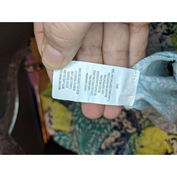 Lily Star Size M Medium Maxi Skirt Blue Green Yellow Long Modest - Picture 5 of 6